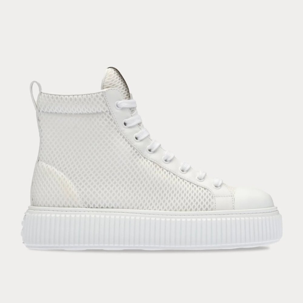 NWT Miu Miu Platform High Top Sneakers White Mesh Lace Up Sz 39